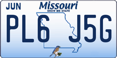 MO license plate PL6J5G