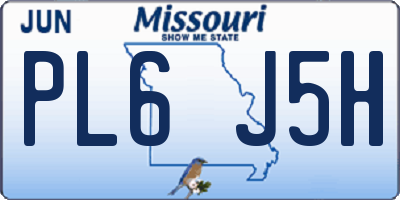 MO license plate PL6J5H