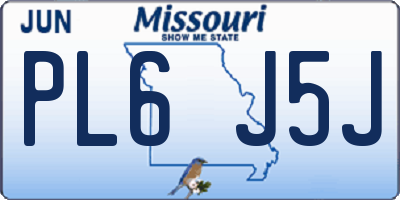 MO license plate PL6J5J