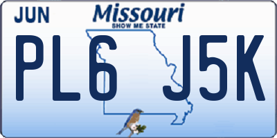 MO license plate PL6J5K