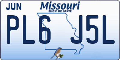 MO license plate PL6J5L