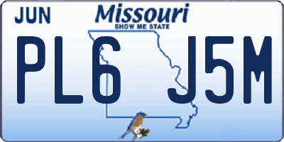 MO license plate PL6J5M