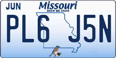 MO license plate PL6J5N