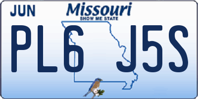 MO license plate PL6J5S