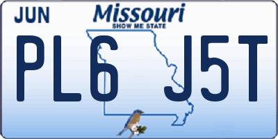 MO license plate PL6J5T