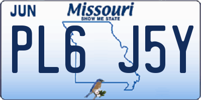 MO license plate PL6J5Y
