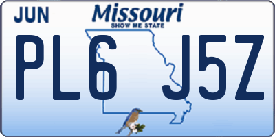 MO license plate PL6J5Z