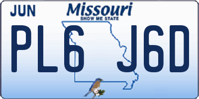 MO license plate PL6J6D