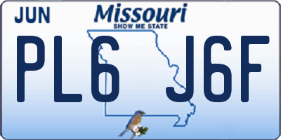 MO license plate PL6J6F