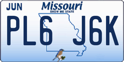 MO license plate PL6J6K