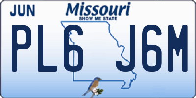 MO license plate PL6J6M