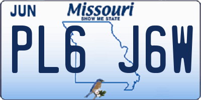 MO license plate PL6J6W