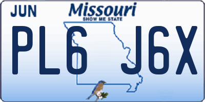 MO license plate PL6J6X