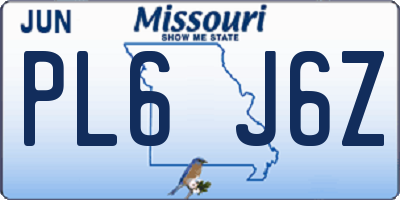 MO license plate PL6J6Z