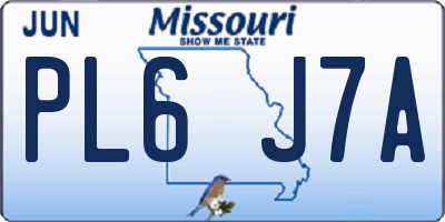 MO license plate PL6J7A