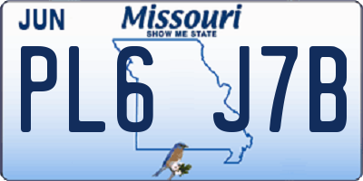 MO license plate PL6J7B