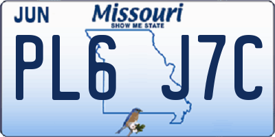 MO license plate PL6J7C