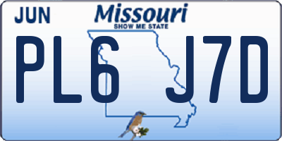 MO license plate PL6J7D