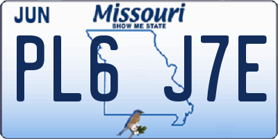 MO license plate PL6J7E