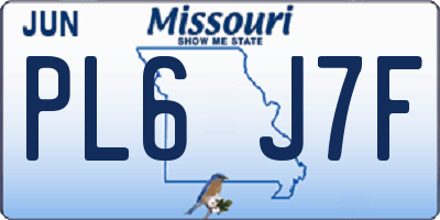MO license plate PL6J7F