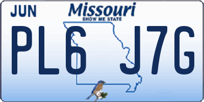 MO license plate PL6J7G