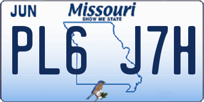MO license plate PL6J7H