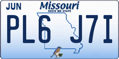 MO license plate PL6J7I