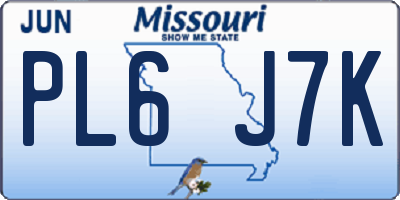 MO license plate PL6J7K