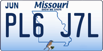 MO license plate PL6J7L