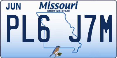 MO license plate PL6J7M