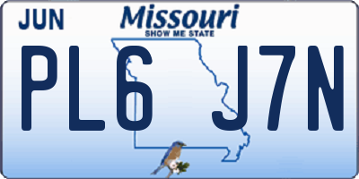 MO license plate PL6J7N