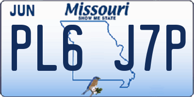 MO license plate PL6J7P