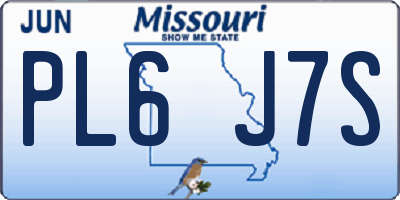 MO license plate PL6J7S
