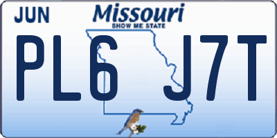 MO license plate PL6J7T