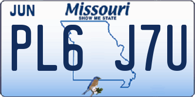 MO license plate PL6J7U