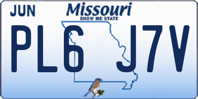 MO license plate PL6J7V