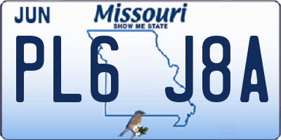 MO license plate PL6J8A