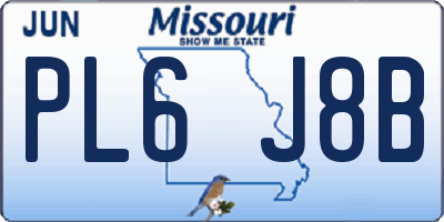 MO license plate PL6J8B