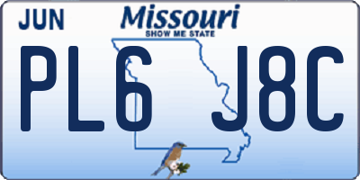 MO license plate PL6J8C