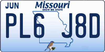 MO license plate PL6J8D