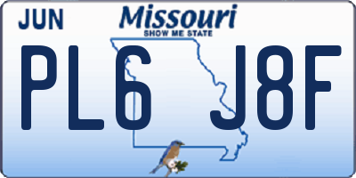 MO license plate PL6J8F