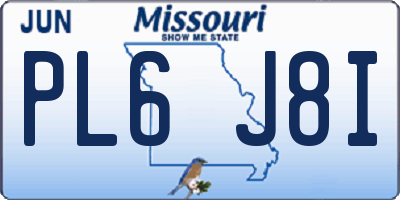 MO license plate PL6J8I