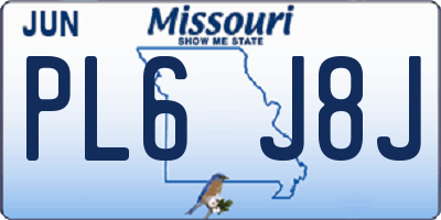 MO license plate PL6J8J