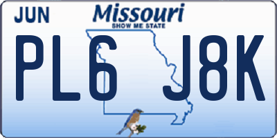 MO license plate PL6J8K