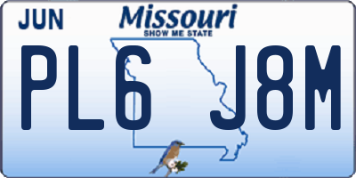 MO license plate PL6J8M