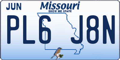 MO license plate PL6J8N
