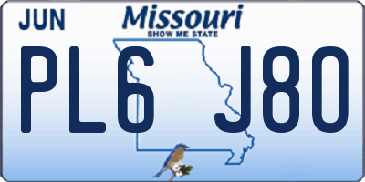 MO license plate PL6J8O