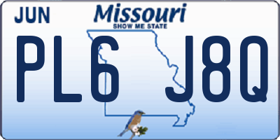 MO license plate PL6J8Q