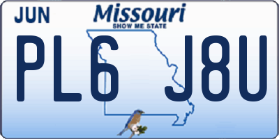 MO license plate PL6J8U