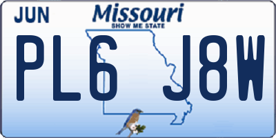 MO license plate PL6J8W